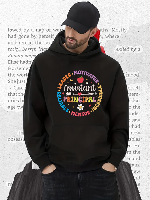 Men's Graphic Hoodie Leader Motivator Assistant Principal Surrounded By Colorful Flowers