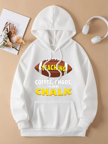 Men's Graphic Hoodie Teaching Coffee Chaos And Chalk Football