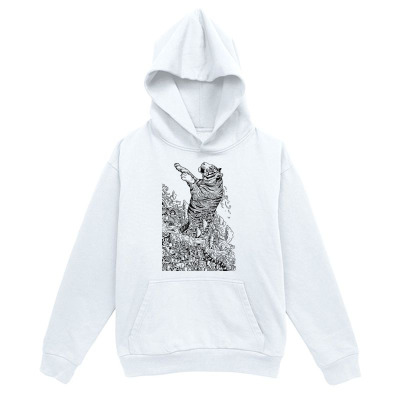 Men's Graphic Hoodie Hand Drawn Wild Cat With Lush Grass Under Mountain Sky Cat