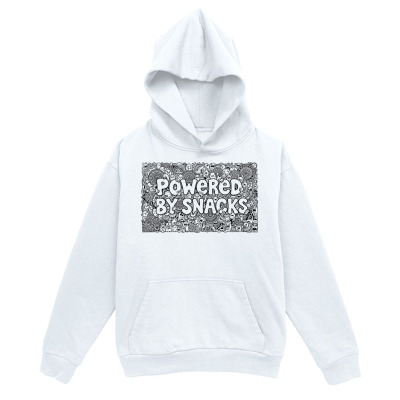 Men's Graphic Hoodie Powered By Snacks Playful Pattern With Whimsical Doodles Covering Hoodie