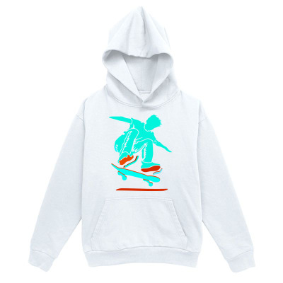 Men's Graphic Hoodie Vivid Blue Action Lines With Vibrant Skater Performing Cool Trick Skateboarder