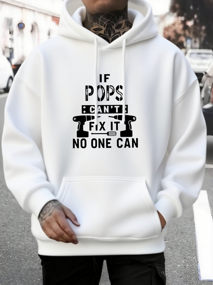 Men's Graphic Hoodie If Pops Cant Fix It Toolbox Illustration Surrounded By Bold Black Letters