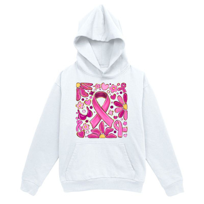 Men's Graphic Hoodie Pink Ribbon With Butterflies And Cheerful Floral Accents Ribbon