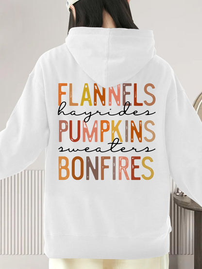Women's Graphic Hoodie Flannels Hayrides Pumpkins Sweaters Bonfires Autumn Harvest Hoodie