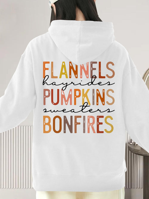 Women's Graphic Hoodie Flannels Hayrides Pumpkins Sweaters Bonfires Autumn Harvest Hoodie