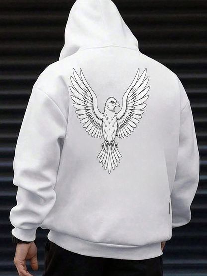 Men's Graphic Hoodie Line Art Wings Spread Soaring Graceful Powerful Majestic Bird