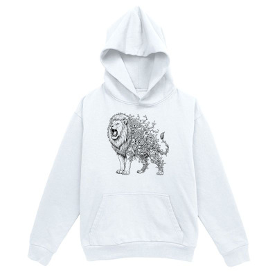 Men's Graphic Hoodie Roaring Lion With Artistic Flowers Blooming Around Body Lion