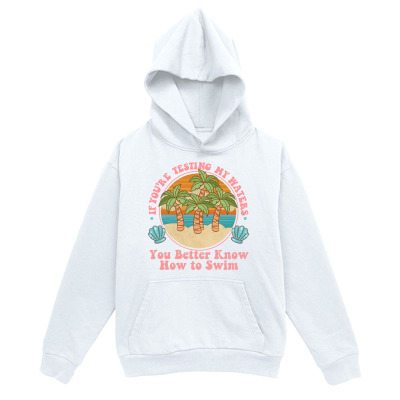 Men's Graphic Hoodie Waves Crashing On Sandy Beach With Palm Trees In Tropical Paradise
