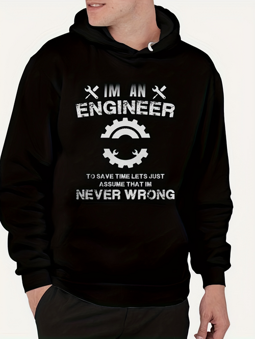 Men's Graphic Hoodie Im An Engineer Funny Statement With Mechanical Gear Hoodie