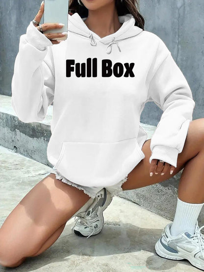 Women's Graphic Hoodie Full Box Sporty Urban Style Sitting On Concrete Hoodie