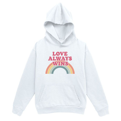 Men's Graphic Hoodie Love Always Wins Soft Pastel Rainbow With Bold Typography Over Hoodie
