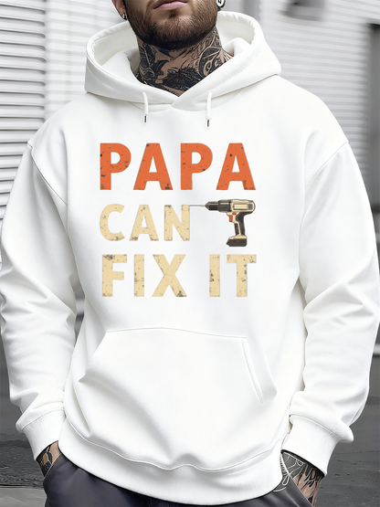 Men's Graphic Hoodie Papa Can Fix It With Power Drill Graphic Hoodie
