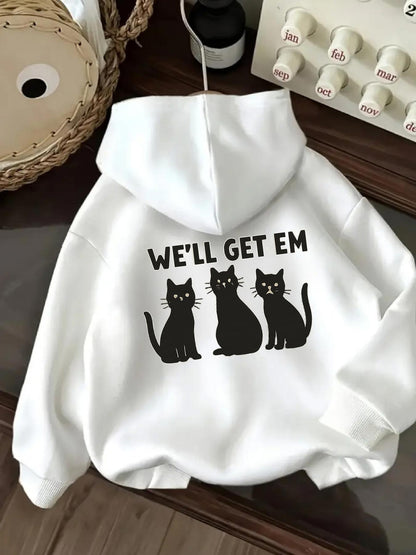 Women's Graphic Hoodie Well Get Em Black Cats Sitting Together Hoodie