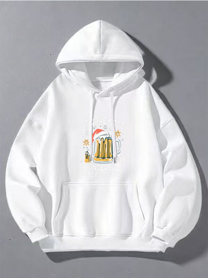 Men's Graphic Hoodie Sunny Day With Fresh Beer Glasses And Sunflowers Mug