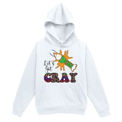 Men's Graphic Hoodie Lets Get Cray With Multicolored Illustrated Crawfish Among Bold Letters