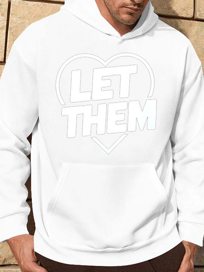 Men's Graphic Hoodie Let Them Bold Block Letters Heart Outline Hoodie