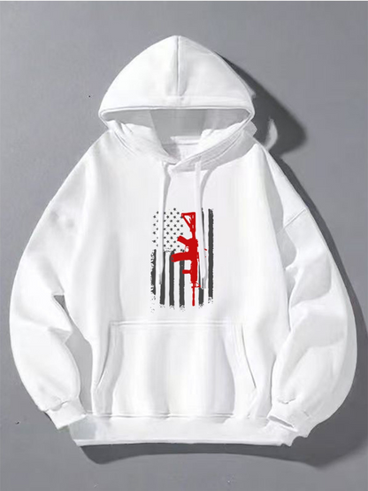 Men's Graphic Hoodie Abstract Striped Graphic Design With Red Dancer Under Polka Dots Hoodie