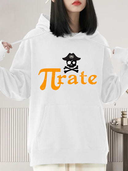 Women's Graphic Hoodie Pi Rate With Pirate Hat Funny Skull Pirate