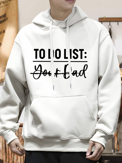 Men's Graphic Hoodie To Do List Crossed Out Good Bad Words With Simple White Hoodie