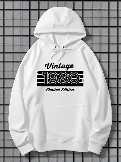 Men's Graphic Hoodie Vintage 1980 Limited Edition Bold Graphic Text With Retro Number Font Hoodie