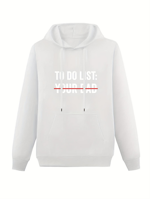 Men's Graphic Hoodie To Do List Text Highlighted Bold Lettering Hoodie