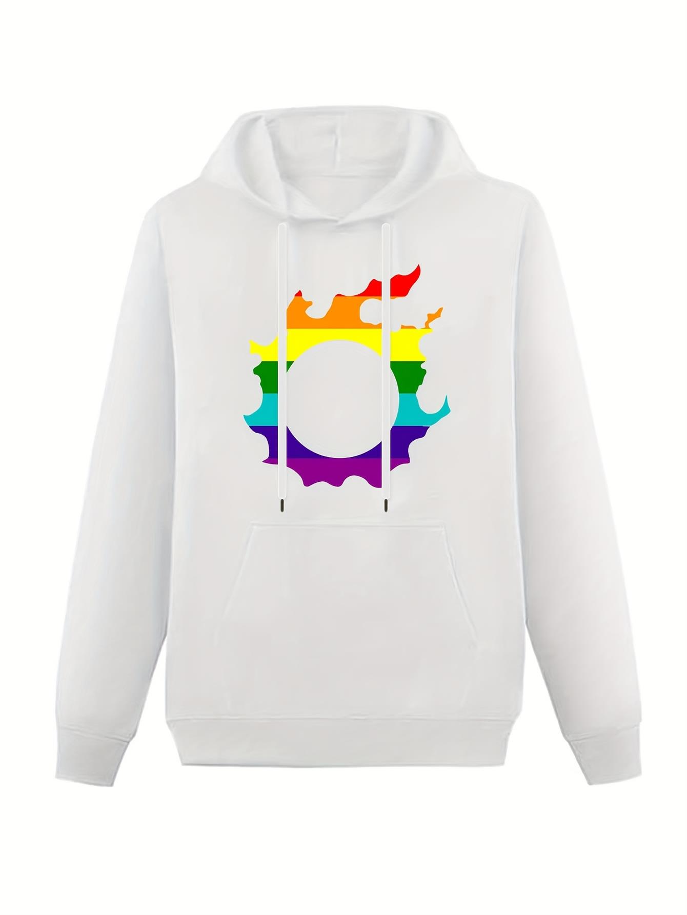 Men's Graphic Hoodie Bright Painted Rainbow Splash Surrounding A Central Circle Hoodie