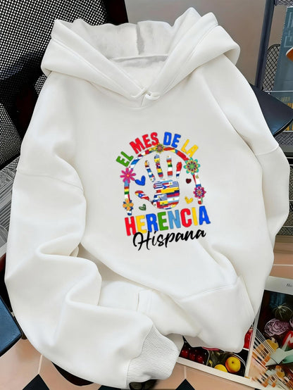 Women's Graphic Hoodie Colorful Hands And Festive Patterns With Celebration Symbols Hoodie