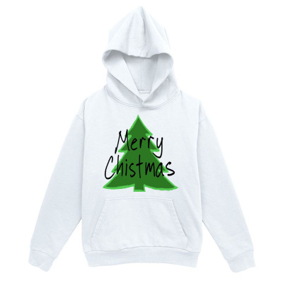 Men's Graphic Hoodie Merry Christmas Green Fir Tree With Holiday Greeting Under Festive Writing