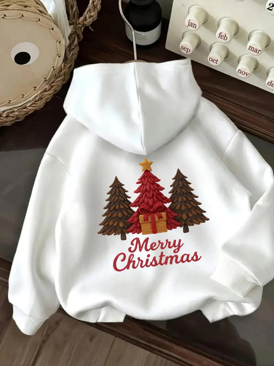 Women's Graphic Hoodie Merry Christmas Snow Covered Trees And Cozy Cabin Under Starry Night Tree