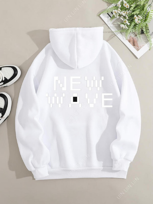 Women's Graphic Hoodie New Wave Pixel Style Modern White Hoodie