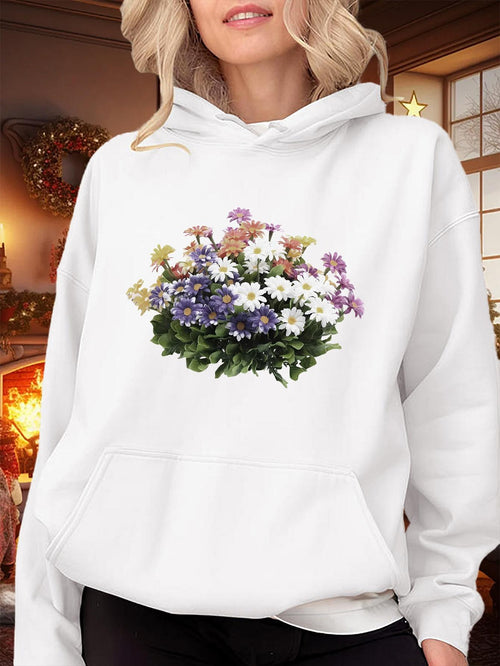 Women's Graphic Hoodie Blossoming Garden With Lush Greenery And Vibrant Blooming Flower Bouquet