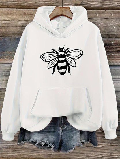 Women's Graphic Hoodie Bold Monochrome Illustration With Graphic Style Rendering Bee