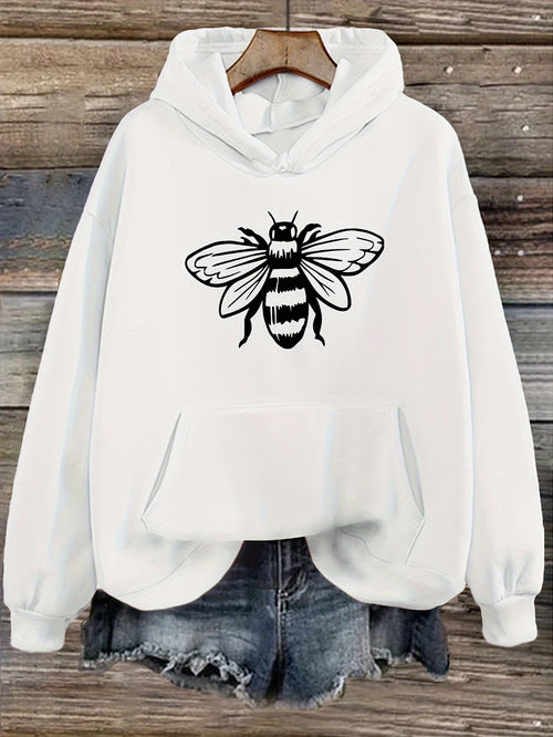 Women's Graphic Hoodie Bold Monochrome Illustration With Graphic Style Rendering Bee
