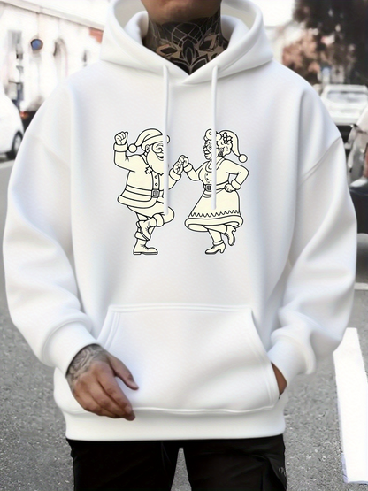Men's Graphic Hoodie Traditional Dance Figures With Simple Outlined Folk Clothing Duo
