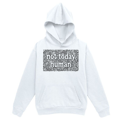 Men's Graphic Hoodie Not Today Human Playful Bubbly Letters Among Whimsical Doodle Pattern Hoodie