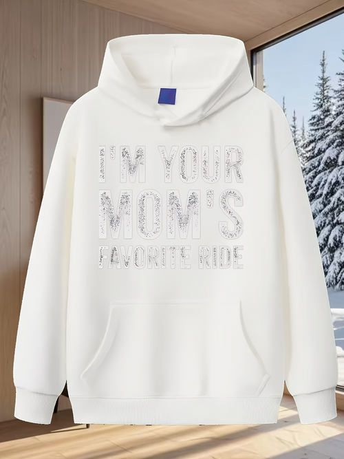 Men's Graphic Hoodie Im Your Moms Favorite Side Cozy Relaxed White Hoodie