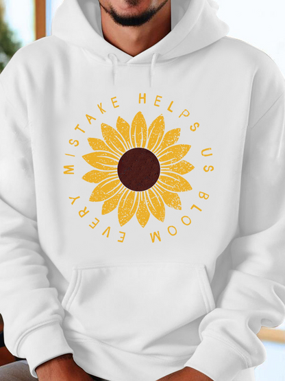 Men's Graphic Hoodie Every Mistake Helps Us Bloom With Golden Petals Around Sunflower