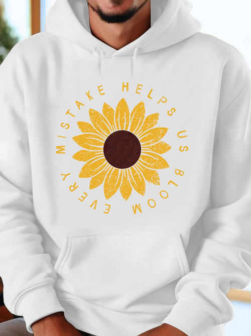 Men's Graphic Hoodie Every Mistake Helps Us Bloom With Golden Petals Around Sunflower