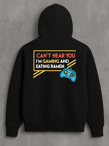 Men's Graphic Hoodie Cant Hear You Colorful Game Controller And Ramen With Sticks