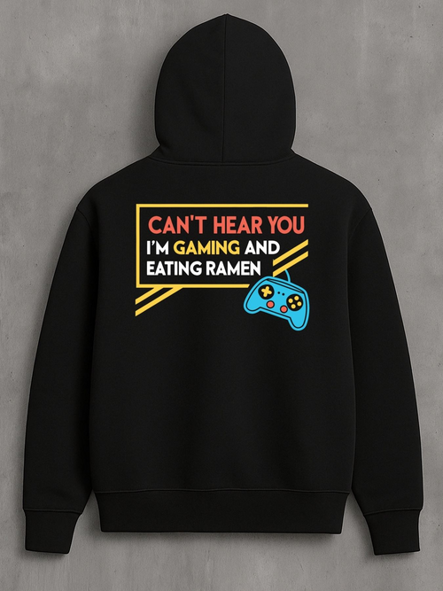 Men's Graphic Hoodie Cant Hear You Colorful Game Controller And Ramen With Sticks