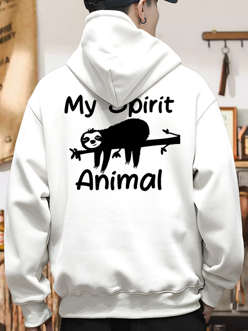 Men's Graphic Hoodie My Spirit Animal Lounging Sloth Resting On Hanging Branch
