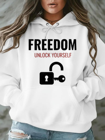 Women's Graphic Hoodie Freedom Unlock Yourself With Open Padlock Graphic Hoodie