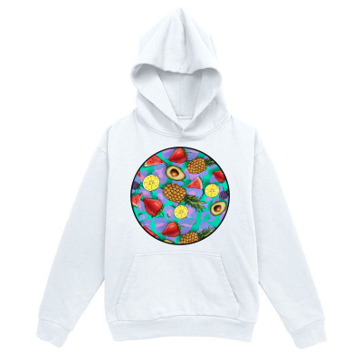 Men's Graphic Hoodie Juicy Tropical Fruit Medley With Pineapples Among Blue Splash Design