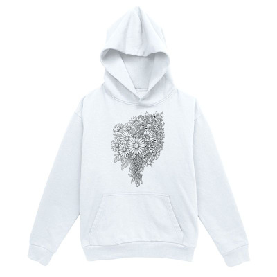 Men's Graphic Hoodie Intricate Black And White Garden Blossoms With Blooming Petals Featuring Floral Bouquet