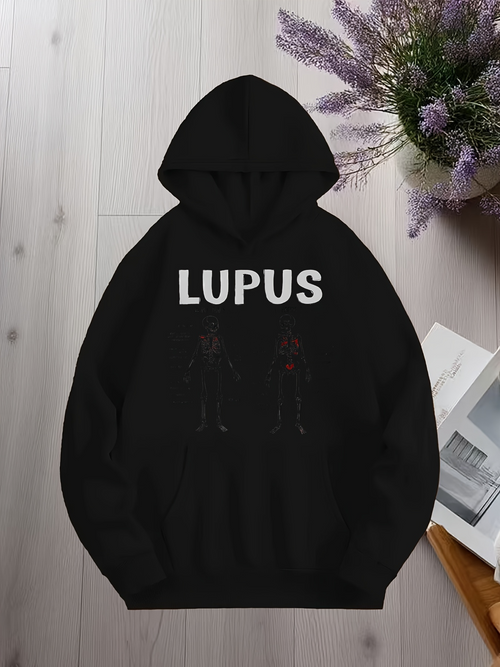 Men's Graphic Hoodie Lupus Illuminated Silhouetted Figures In Subtle Shadow Under Dark Sky Hoodie