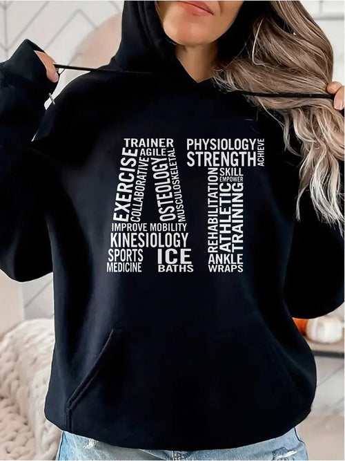 Women's Graphic Hoodie Exercise Strength Kinesiology Therapy And Rehabilitation Sports Medicine Hoodie
