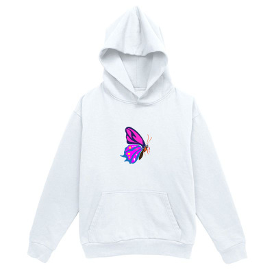 Men's Graphic Hoodie Vivid Purple Butterfly Resting On White Cozy Hoodie