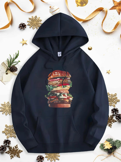 Men's Graphic Hoodie Tasty Layers Surrounded By Festive Sparkle On Mouthwatering Juicy Hamburger