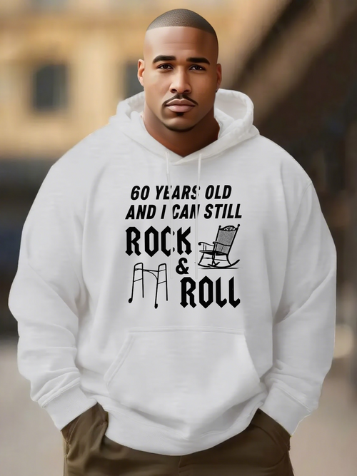 Men's Graphic Hoodie Sixty Years Old Can Still Rock Roll With Walker And Rocking Chair