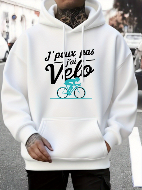 Men's Graphic Hoodie Minimal Line Art Bicycle Among Clean Graphic Lines Bicycle